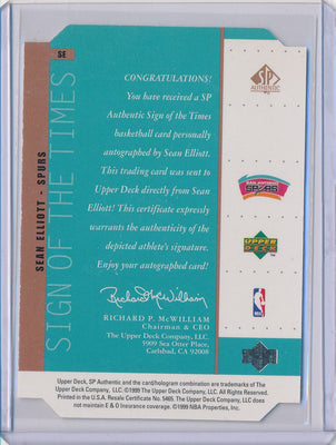Upper Deck 1998-1999 SP Authentic Sign Of The Times #SE  Sean Elliot