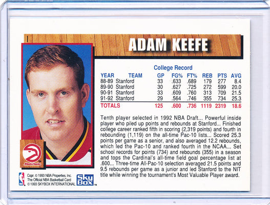 SkyBox 1992-1993 Hoops NBA Draft #I Adam Keefe