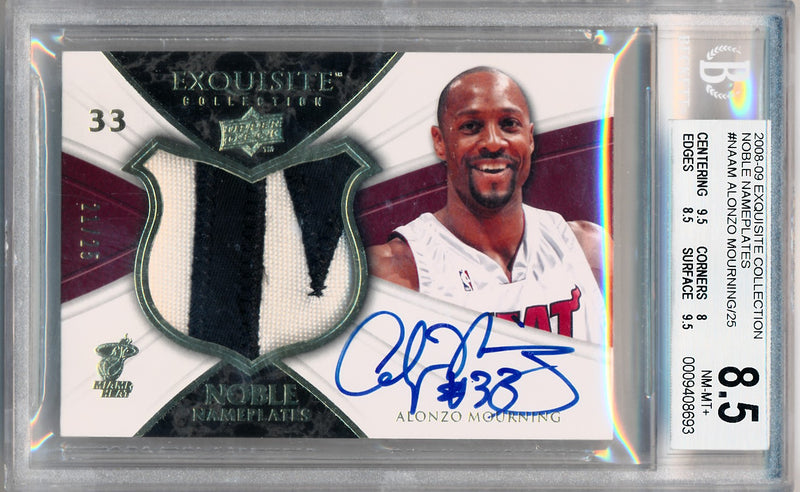 Upper Deck 2008-2009 Exquisite Collection Noble Nameplates #NAAM Alonzo Mourning 21/25 / BGS Grade 8.5 / Auto Grade 10
