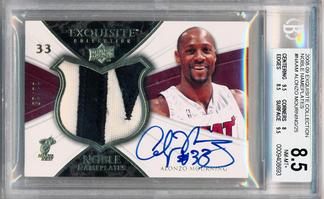 Upper Deck 2008-2009 Exquisite Collection Noble Nameplates #NAAM Alonzo Mourning 21/25 / BGS Grade 8.5 / Auto Grade 10