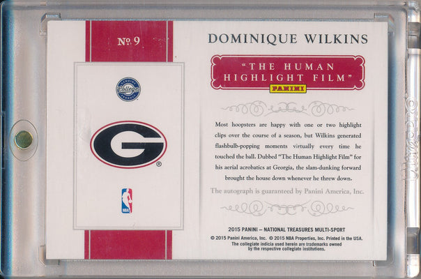 Panini 2014-2015 National Treasures Notable Nicknames #9 Dominique Wilkins 20/25