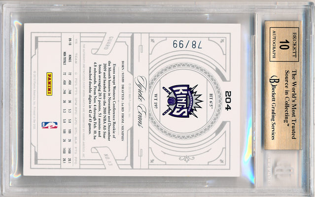 Panini 2009-2010 National Treasures Century Silver #204 Tyreke Evans 78/99 / BGS Grade 9.5 / Auto Grade 10