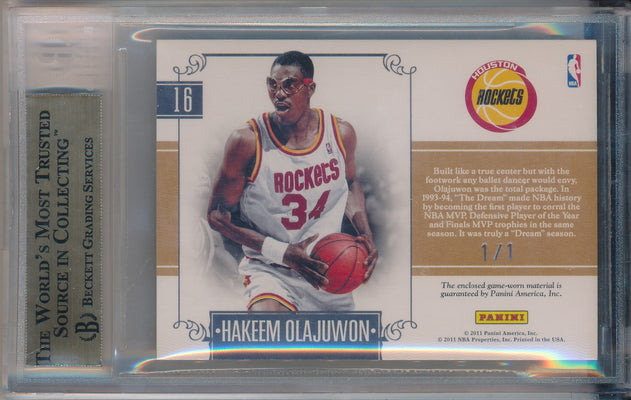 Panini 2010-2011 National Treasures NBA Logoman #16 Hakeem Olajuwon 1/1 / BGS Grade 9.5