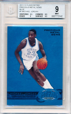 Upper Deck 2011-12 Fleer Retro Precious Metal Gems BLUE #PM-1 Michael Jordan 9/50 / BGS Grade 9