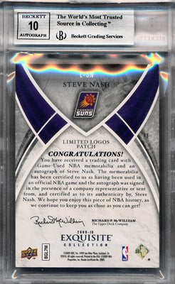 Upper Deck 2009-2010 Exquisite Collection Limited Logos #LSN Steve Nash 6/19 / BGS Grade 8.5 / Auto Grade 10