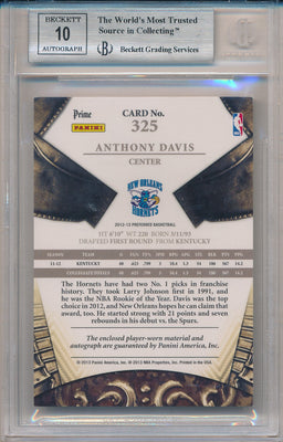 Panini 2012-2013 Prefered Silhouettes #325 Anthony Davis 2/25 / BGS Grade 8.5 / Auto Grade 10