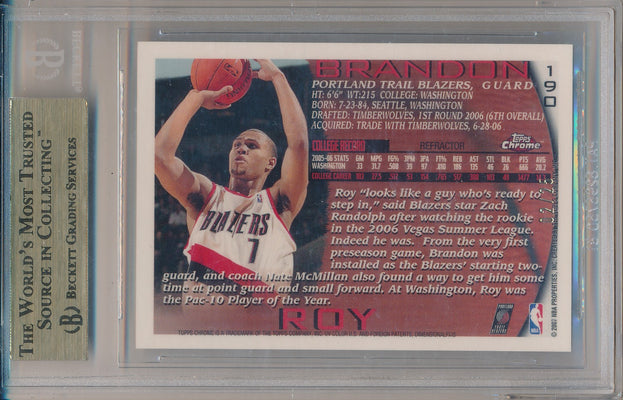 Topps 2006-2007 Chrome 96'-97' Varitations #190 Brandon Roy 2/25 / BGS Grade 9.5