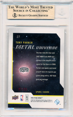 Skybox 2008-2009 Metal Universe Precious Metal Gems Red #27 Tony Parker 37/50 / BGS Grade 9.5