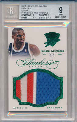 Panini 2012-2013 Flawless Emerald Jumbo Patches #1 Russell Westbrook 2/5 / BGS Grade 9