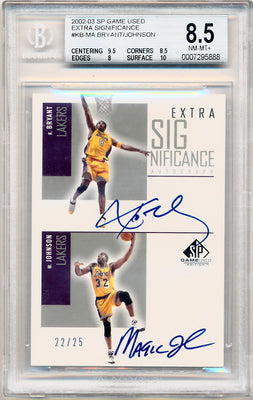 Upper Deck 2002-2003 SP Game Used Edition Extra Significance #KB-MA Kobe Bryant & Magic Johnson 22/25 / BGS Grade 8.5 / Auto Grade 10