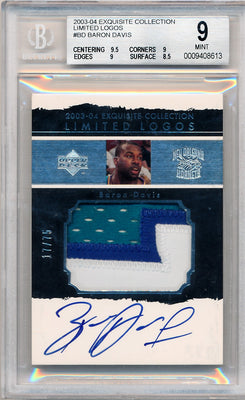 Upper Deck 2003-2004 Exquisite Collection Limited Logos #BD Baron Davis 17/75 / BGS Grade 9 / Auto Grade 10