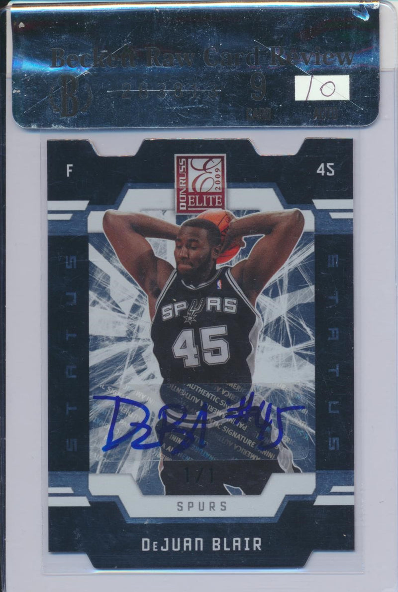 Panini  2009-2010 Donruss Elite RC Auto #193 DeJuan Blair 1/1 / BGS Grade 9 / Auto Grade 10