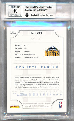 Panini 2012-2013 National Treasures  Gold #120 Kenneth Faried 3/5 / BGS Grade 8.5 / Auto Grade 10