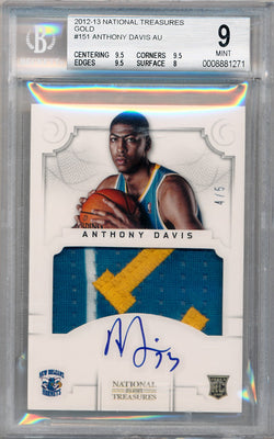 Panini 2012-2013 National Treasures  Gold #151 Anthony Davis  4/5 / BGS Grade 9 / Auto Grade 10