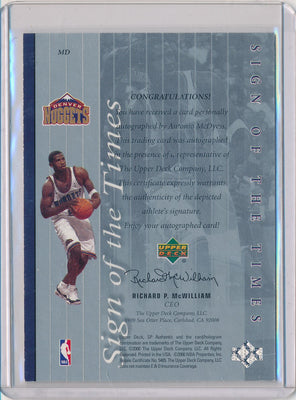 Upper Deck 1999-2000 SP Authentic Sign Of The Times #MD Antonio McDyess