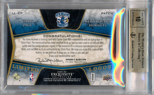 Upper Deck 2008-2009 Exquisite Collection Limited Logos #LLCP Chris Paul 3/25 / BGS Grade 9.5 / Auto Grade 10