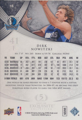 Upper Deck 2007-2008 Exquisite Collection Base #15 Dirk Nowitzki 136/225