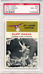 Fleer 1961 St. Louis Hawks  #53 Cliff Hagan  / PSA Grade 8