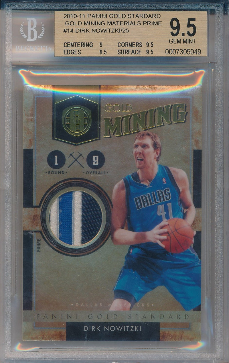 Panini 2010-2011 Gold Standard Gold Mining Patch #14 Dirk Nowitzki 20/25 / BGS Grade 9.5