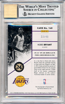 Panini 2012-2013 Preferred Blue #168 Kobe Bryant 23/49 / BGS Grade 9 / Auto Grade 10