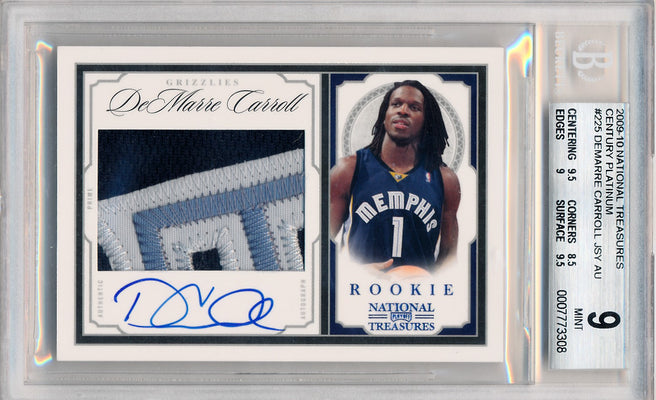 Panini 2009-2010 National Treasures Century Platinum #225 Demarre Carroll 4/5 / BGS Grade 9 / Auto Grade 10