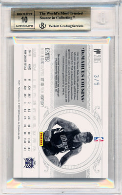 Panini 2010-2011 National Treasures  Century Platinum #205 DeMarcus Cousins 3/5 / BGS Grade 9.5 / Auto Grade 10