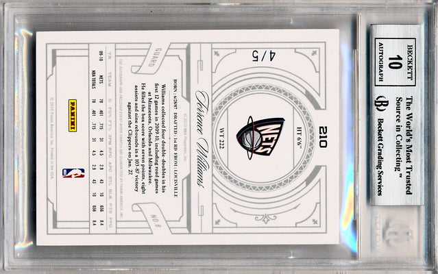 Panini 2009-2010 National Treasures Century Platinum #210 Terrence Williams 4/5 / BGS Grade 9 / Auto Grade 10