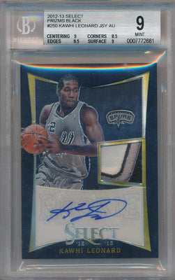 Panini 2012-2013 Select Prizms Black #250 Kawhi Leonard 1/1 / BGS Grade 9 / Auto Grade 10