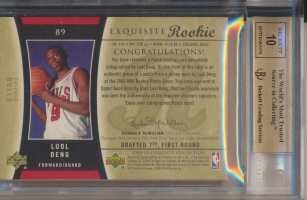 Upper Deck 2004-2005 Exquisite Collection Gold RPA #89 Luol Deng 8/9 / BGS Grade 9.5 / Auto Grade 10