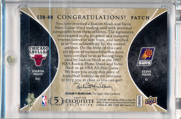 Upper Deck 2007-08 Exquisite Collection Exquisite Dual Number Pieces #EDN-NN Joakim Noah/Steve Nash 7/13