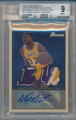 Topps 2009-2010 Bowman 48 Locker Room Collection #LRCAP-MJ Magic Johnson 15/24 / BGS Grade 9 / Auto Grade 10