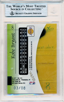 Skybox 1997-1998 E-X2001 Essential Credentials Now #8 Kobe Bryant 3/8 / BGS Grade 9