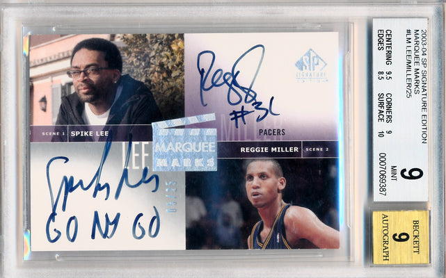 Upper Deck 2003-2004 Sp Signature Edition Marquee Marks #MM-LM Spike Lee / Reggie Miller 5/25 / BGS Grade 9 / Auto Grade 9