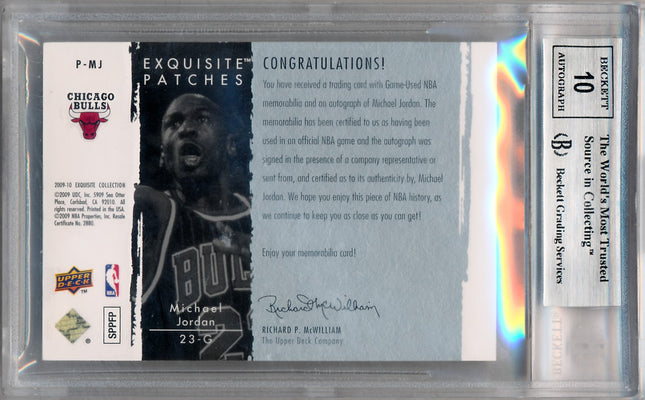 Upper Deck 2009-2010 Exquisite Collection Autographs Patches #PMJ Michael Jordan 49/50 / BGS Grade 9 / Auto Grade 10