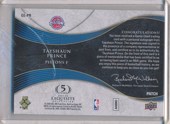 Upper Deck 2007-2008 Exquisite Collection Emblems Of Endorsement #EEPR Tayshaun Prince 1/10