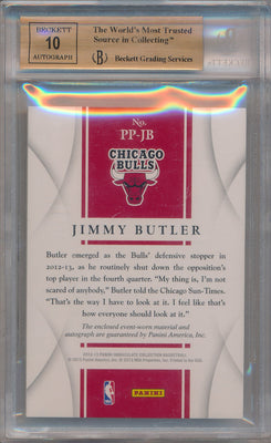 Panini 2012-2013 Immaculate Collection Jumbo Patch Autographs #PP-JB Jimmy Butler 67/75 / BGS Grade 10 / Auto Grade 10