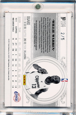 Panini 2010-2011 National Treasures  Century Platinum #234 Willie Warren 2/5