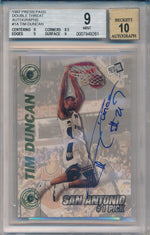 PressPass 1997-1998 Double Threat  Autographs #1A Tim Duncan  / BGS Grade 9 / Auto Grade 10