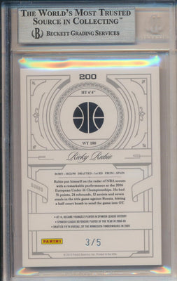 Panini  2009-2010 National Treasures Century Gold #200 Ricky Rubio 3/5 / BGS Grade 9