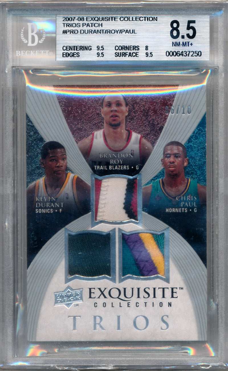 Upper Deck 2007-2008 Exquisite Collection Trios Patch #PRD Kevin Durant / Brandon Roy / Chris Paul 6/10 / BGS Grade 8.5