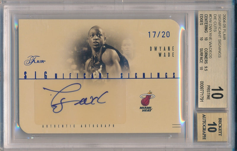 Fleer 2004-2005 Flair Significant Signings #SS-DW Dwyane Wade 17/20 / BGS Grade 10 / Auto Grade 10