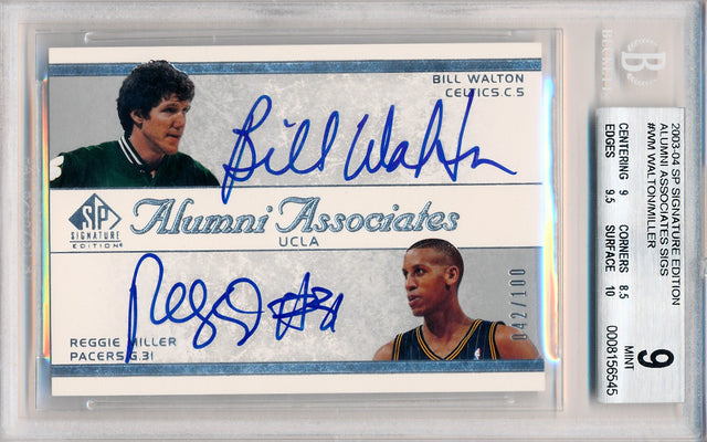 Upper Deck 2003-2004 Sp Signature Edition Alumni Associates Sigs #AA-WM Bill Walton / Reggie Miller 42/100 / BGS Grade 9 / Auto Grade 10