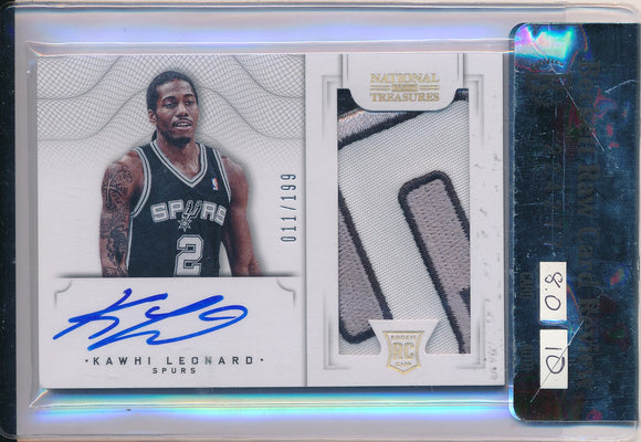 Panini 2012-2013 National Treasures Rookie Card #114 Kawhi Leonard 11/199 / BGS Grade 8 / Auto Grade 10