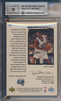 Upper Deck 2003-2004 Exquisite Collection Exquisite Rookie Patch Auto #67 Reece Gaines 61/225 / BGS Grade 9 / Auto Grade 10