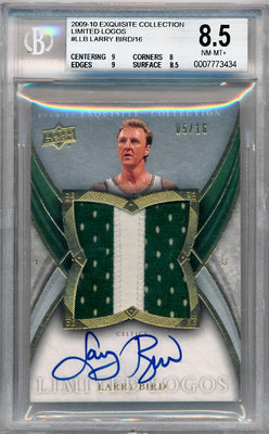 Upper Deck 2009-2010 Exquisite Collection Limited Logos #LLB Larry Bird 5/16 / BGS Grade 8.5 / Auto Grade 10