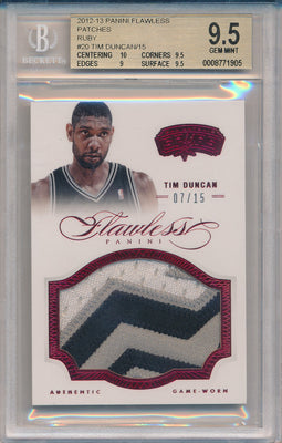 Panini 2012-2013 Flawless Ruby Jumbo Patches #20 Tim Duncan 07/15 / BGS Grade 9.5