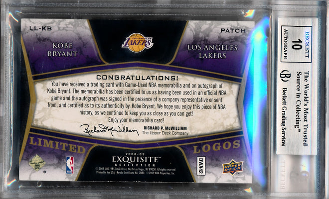 Upper Deck 2008-2009 Exquisite Collection Limited Logos #LLBK Kobe Bryant 16/24 / BGS Grade 8.5 / Auto Grade 10