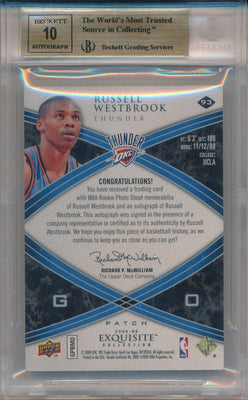 Upper Deck 2008-09 Exquisite Collection Rookie Jersey Auto #93 Russell Westbrook 178/225 / BGS Grade 9.5 / Auto Grade 10