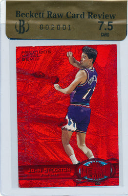 Skybox 1997-1998 Metal Universe Championship Precious Metal Gems Red #119 John Stockton 100/100