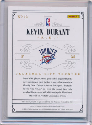 Panini 2012-2013 National Treasures  Notable Nicknames  #35 Kevin Durant 39/49